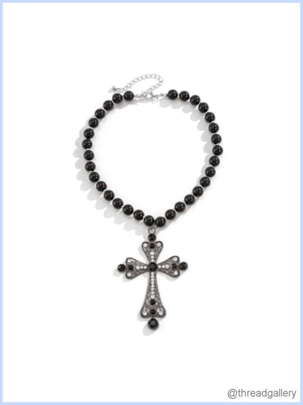 Pearl Cross Pendant Necklace Chunky Long Big Crucifix Dangle Goth Punk Party